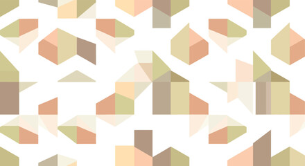 Fototapeta premium Geometric shapes in pastel colors on a white background create a soft abstract pattern