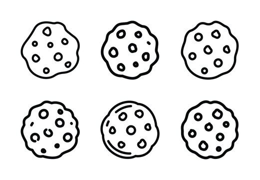 Set of food related cookie  outline vector icons. food linear icons collection, Editable stroke