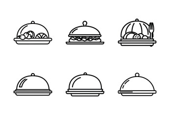 Fototapeta premium Set of food related cultural cuisine outline vector icons. food linear icons collection, Editable stroke