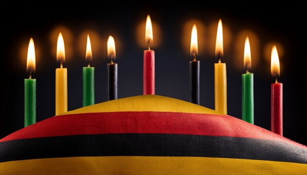 Happy Kwanzaa Celebration With Candles Isolated