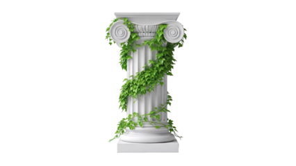 Ionic Column Covered in Green Ivy