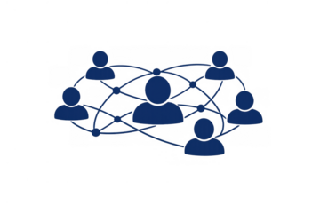 People icons creating a interconnected network, symbolizing social media, global communication, and business teamwork on transparent background