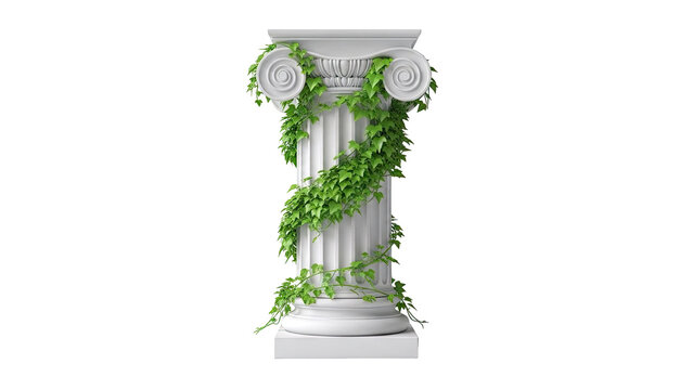 Ionic Column Covered in Green Ivy