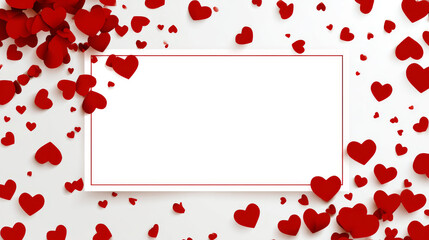 Welcoming event poster heart border, blank center space template, 2D vector love frame, romantic party invitation background, cute heart flyer layout digital download