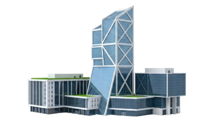 Modern Skyscraper Complex with Green Roofs