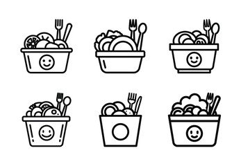 Set of food related kids meal  outline vector icons. food linear icons collection, Editable stroke