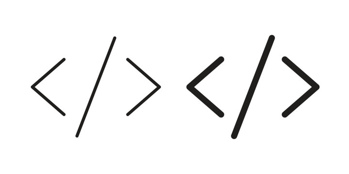 Code icon suitable. Simple outline and solid style icon EPS10