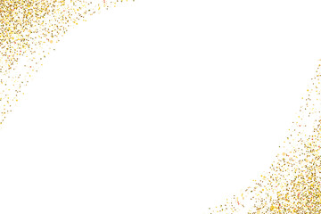 Luxury Gold Glitter Rectangle Frame Border with Sparkling Bokeh and Shiny Confetti, Elegant Festive...