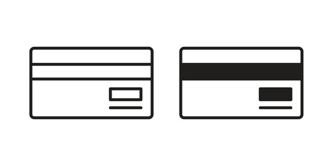Credit card icon suitable. Simple outline and solid style icon EPS10