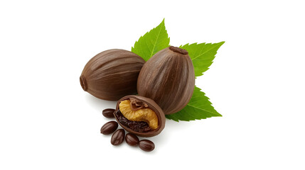 hazelnuts and leaves