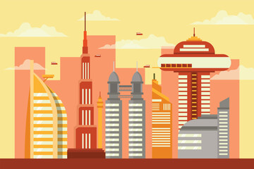 Futuristic City Skyline with Unique Architecture future building