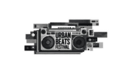 Fototapeta premium urban beats festival boombox illustration with text on side