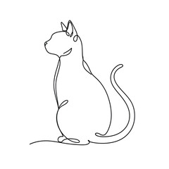 Minimalist Continuous Line Drawing of a Sitting Cat © Unique studio