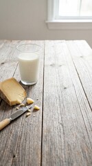 Glass of milk and hard cheese on rustic wooden table. Calcium-rich dairy products essential for strong bones and osteoporosis prevention. Ideal for healthy diet and nutrition concepts.
