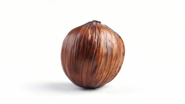 Video A single nut in focus on a pure white background, ideal for use as a graphic element or decorative detail