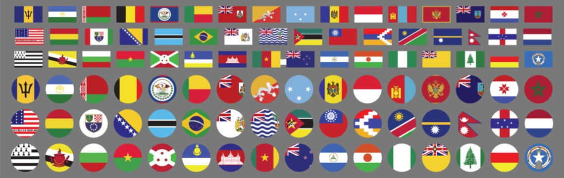 Collection of diverse national flags displayed in a grid pattern illustration