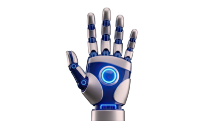 Futuristic Robot Hand with Blue Lights