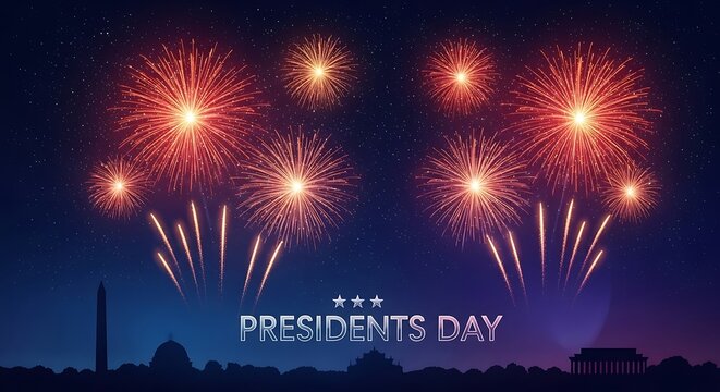 Celebrating bulo background or  presidents day with a spectacular fireworks display