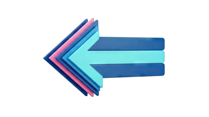 Layered Arrows Pointing Left in Blue and Pink Tones