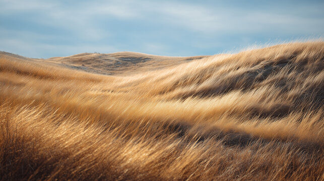 Golden wheat fields under a clear sky