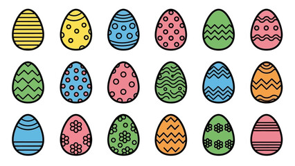 Colorful Easter Eggs with Various Patterns.