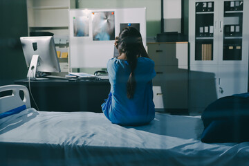 A patient with depression looks outside.