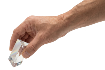 Hand Holding Glass Prism - Clarity and Precision