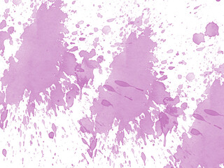 Vibrant purple watercolor splatters and paint drops isolated on transparent background