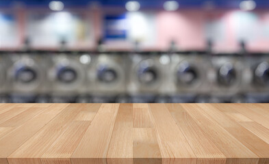 Laundry Room Background with Empty Wooden Table