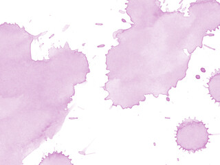 Soft pink watercolor splashes and stains isolated on transparent background
