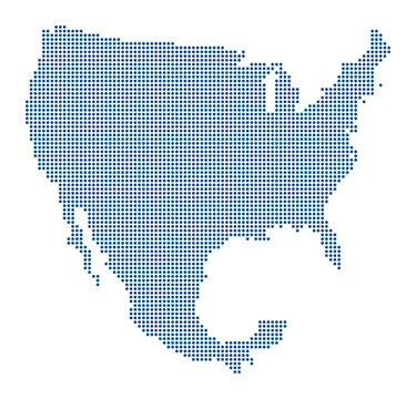 USA and Mexico Blue Dotted Vector Map for Nearshoring and Trade Corridors