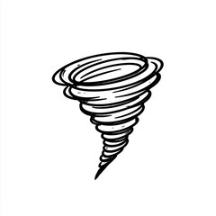 Comic drawing, tornado vortex symbol, hand sketch, vortex illustration.