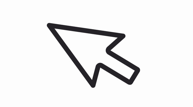 Minimal black and white mouse cursor arrow vector icon designed for user interfaces, websites, apps, and digital products. Clean, scalable, and ideal for UI/UX design, navigation elements, buttons, an