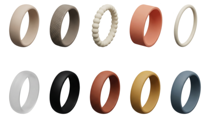 Silicone Wedding Ring Collection - Variety of Colors and Styles