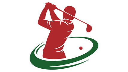 Dynamic golfer swinging golf club