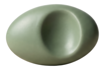 Minimalist Green Stone Shape: Serene and Sculptural Element