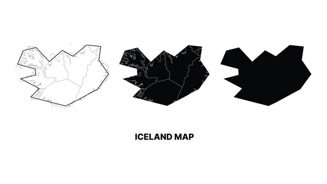 Minimalist iceland map in monochrome style