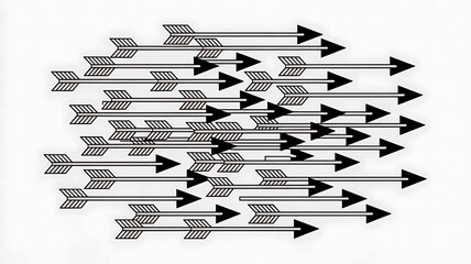 Multiple Arrows Pointing Right Indicating Unified Direction