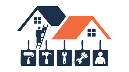 Home renovation tools and construction icons