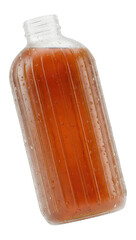 Bottle with Brown Liquid on White Background