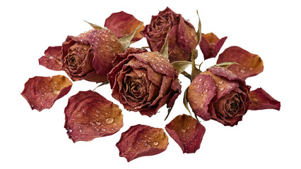 Dried Rose Buds and Petals with Dew Drops - Romantic Vintage Still Life