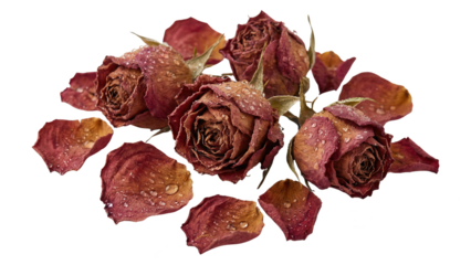 Dried Rose Buds and Petals with Dew Drops - Romantic Vintage Still Life