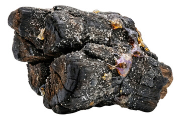 Close-up of Burnt Wood with Resin Droplets - Abstract and Textural Detail