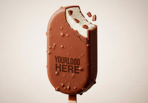 Chocolate Covered Ice Cream Bar Logo Mockup