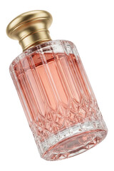 Elegant Perfume Bottle with Pink Fragrance, Isolated
