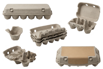 Eco-Friendly Cardboard Egg Cartons Isolated on White