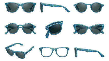 Sunglasses Collection: Different Styles and Colors Isolated