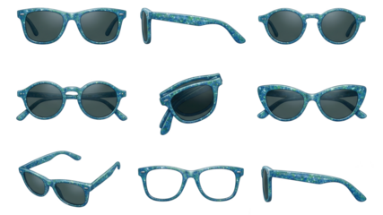 Sunglasses Collection: Different Styles and Colors Isolated