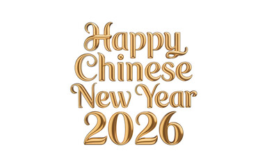 Happy Chinese New Year 2026 Elegant Gold Calligraphy Typography Isolated on White background | Chinese Happy New Year 2026 