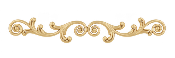 Golden ornate scroll golden scroll ornate decoration isolated on a transparent background